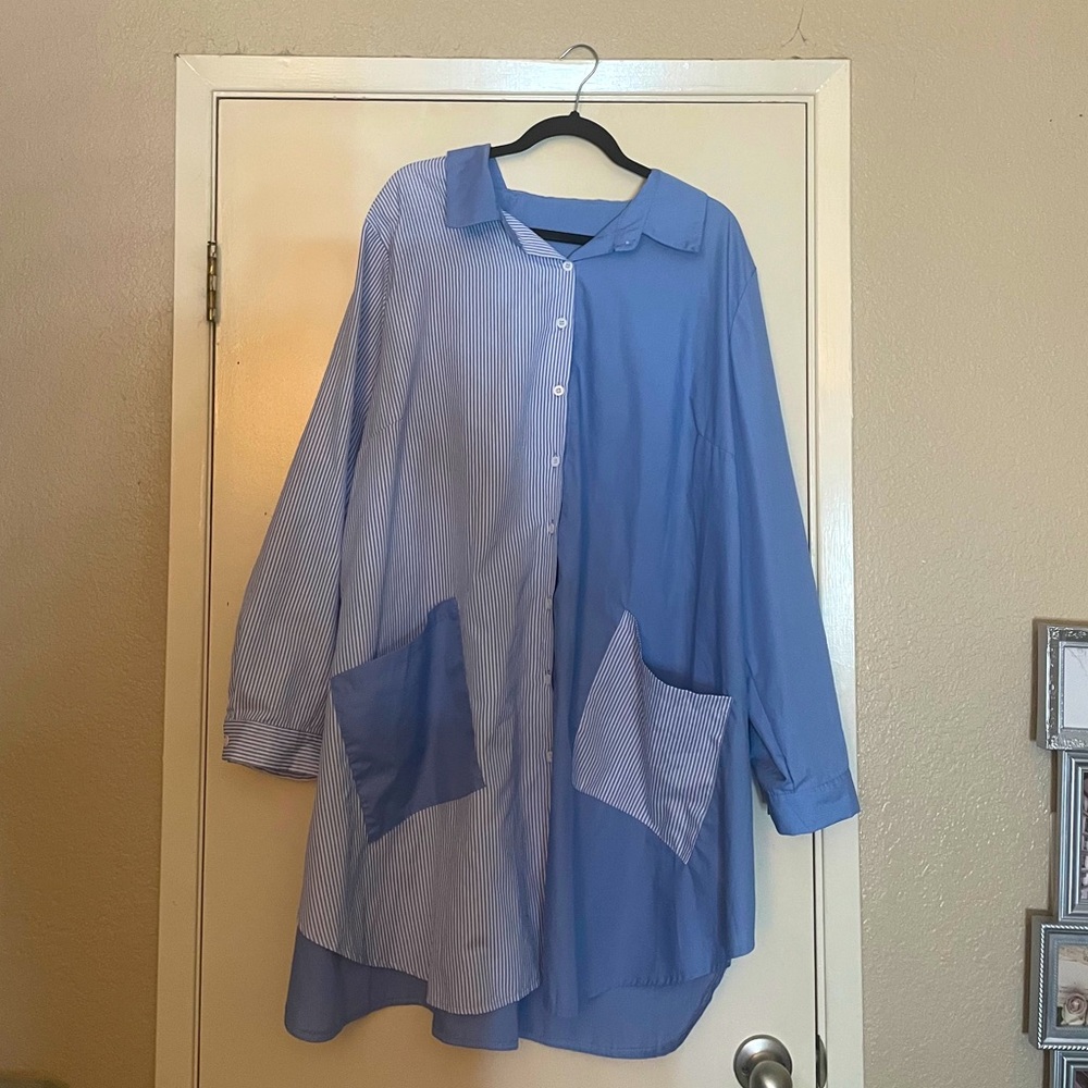 Blue and striped dress shirt